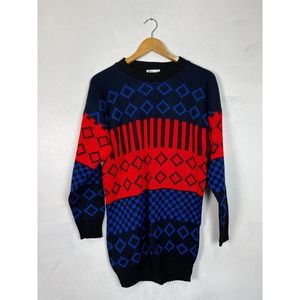 Vintage Geometric 80s Acrylic Sweater/Sweater Dress